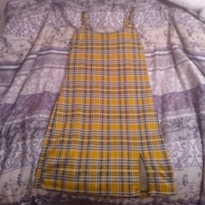 A plaid tank, body con dress.